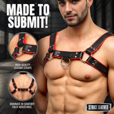 Leather English Bull Dog Harness Black/Red